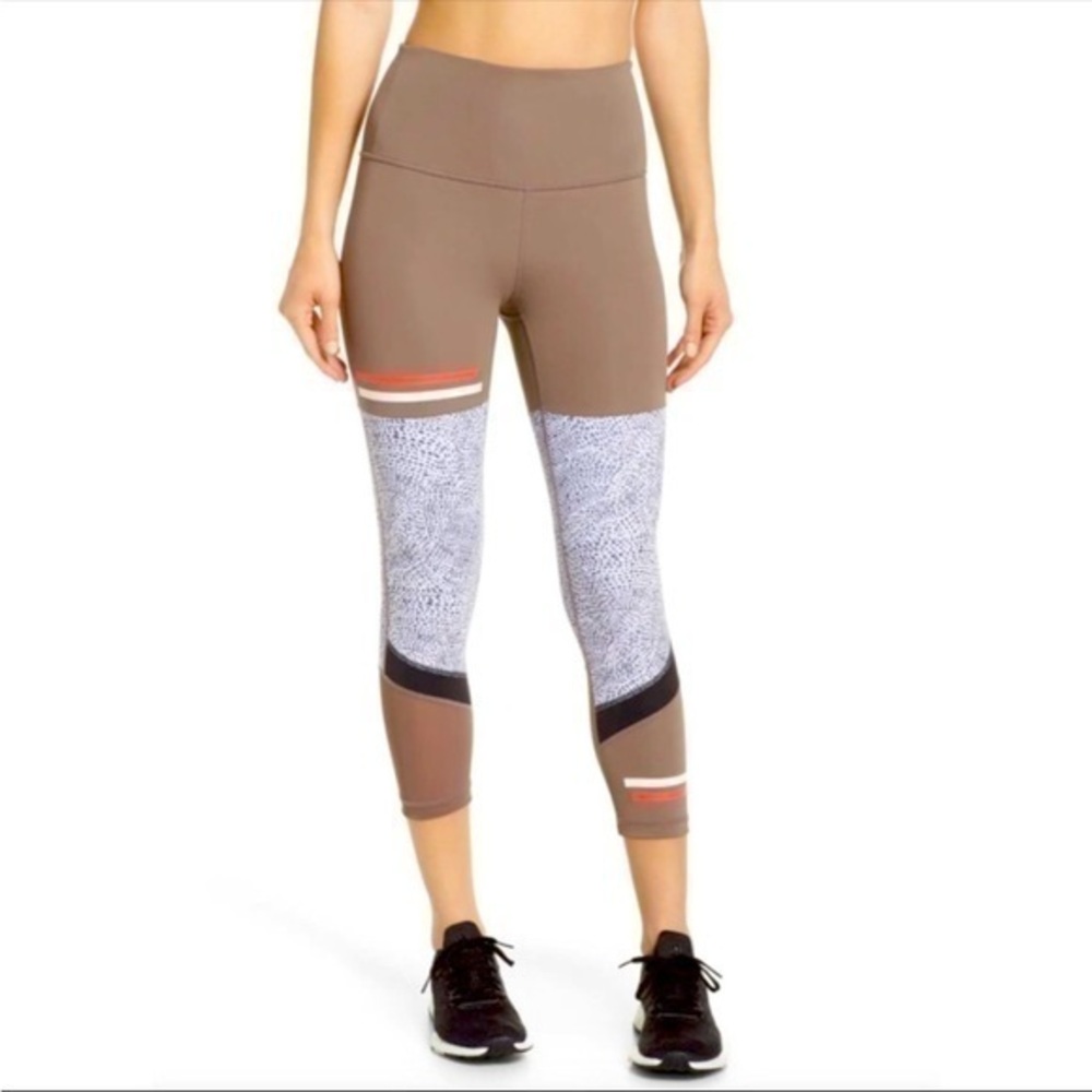 Zella high waist crop leggings Colorblock size Large New